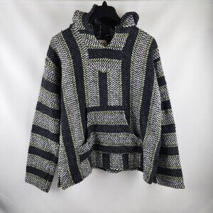 Baja Joe Surfer Hoodie Size XL Hippie Rug Mexican Pullover Warm Poncho